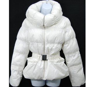 Express Women's Puffer Jacket With Funnel Collar and Belt/Buckle